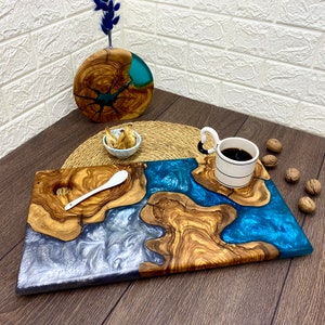 Personalized Charcuterie Board, Resin and Olive Wood Cheese Board, Custom Serving Tray, Wooden Resin Serving Board, Epoxy Serving Platter