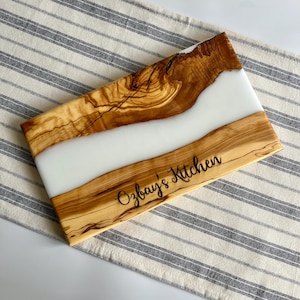 Personalized Charcuterie Board , Resin and Olive Wood Charcuterie Board, Personalized Cheese Board, Epoxy River Cutting Board, Handmade