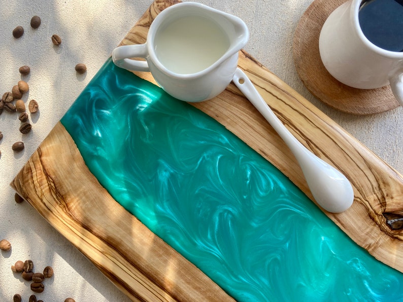 Custom Made Resin River Charcuterie Board Epoxy and Olive Etsy