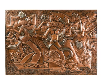 Girls on Cloud, Handmade Copper Relief, Ethereal Wall Art, Dreamlike Metal Sculpture, Surreal Handmade Artwork