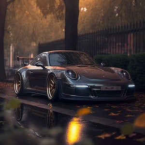 Porsche 911 GT3 Digital Print, Supercar Print, Wall Art, Gift For Car Enthusiasts, AI Art, Car Artwork, Digital Download