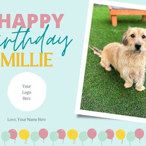 Dog Business Client Birthday Card [digital download, editable on Canva]