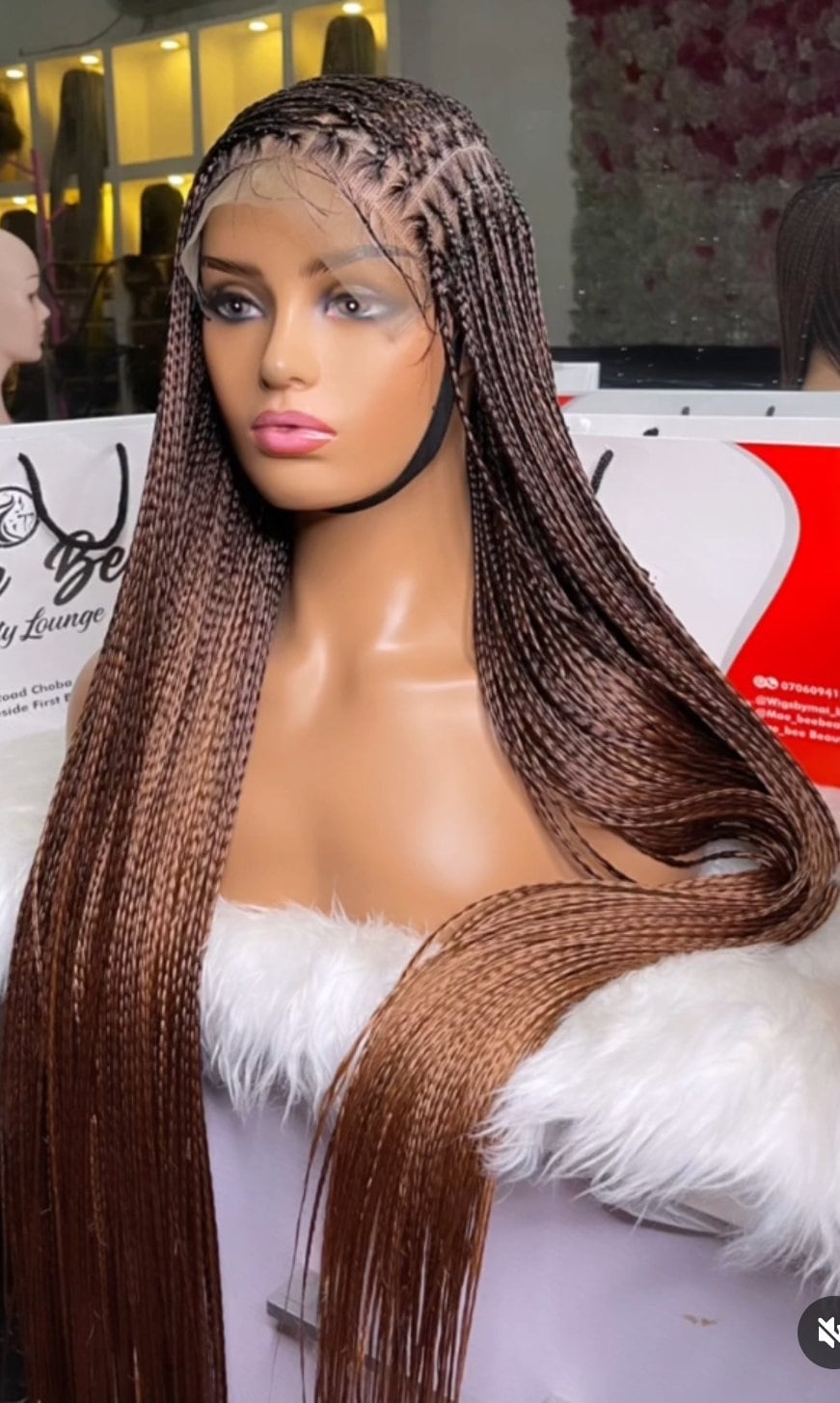 Two-tone Braided Wig: 13x6 Frontal, Bone Straight, 30 Inch  display picture 1