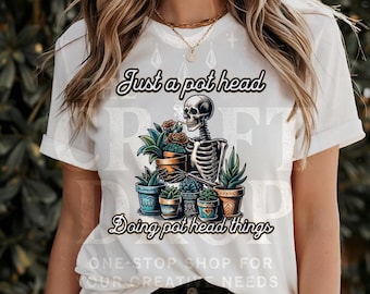 Funny Skeleton Plant T-Shirt – Pot Head Doing Things