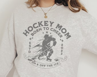 Personalized Hockey Mom Sweatshirt, Game Day Hoodie, Custom Hockey Hoodie, Hockey Fan Shirt, Goalie Mom Bday Gift, Ice Hockey Mama Crewneck
