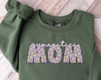 Floral Gymnastics Mom Sweatshirt, Gymnast Mothers Day Gift, Gymnastics Mama Crewneck, Meet Day Sweater, Mom Birthday Gift, Team Mom Shirt