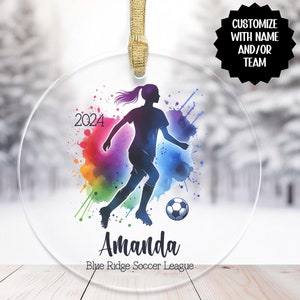 Personalized Soccer Ornament, Custom Girls Soccer Team Gift, Female Soccer Player Ornament, Soccer Ornament Gift, Women&#39;s Soccer Keepsake