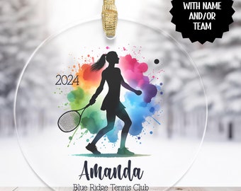 Adorno de tenis personalizado, adorno de equipo de tenis personalizado, ideas de regalos para jugadores de tenis, regalos para entrenadores de tenis femeninos, recuerdo de tenis senior
