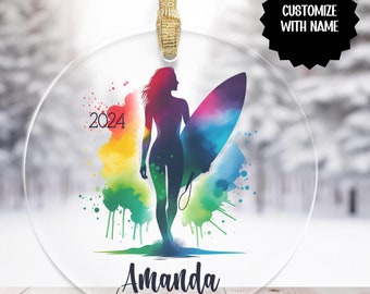 Adorno de surfista personalizado, adorno de surf personalizado, regalos personalizados para surfistas, adorno de surf, adorno de playa, decoración de surf