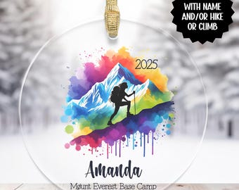 Adorno personalizado de alpinista, adorno personalizado para senderismo, adorno para acampar, adorno para mochileros, adorno de aventura, adorno para actividades al aire libre