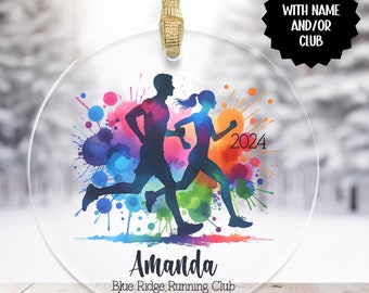 Adorno de running personalizado, regalo personalizado para club de running, regalo para pareja de corredores, adorno para corredor, regalo de pista, regalo de cross country, compañero de running