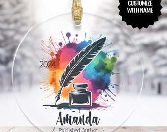 Adorno de autor publicado personalizado, adorno de escritor de libros personalizado, regalos de escritura, regalo de autor nuevo, regalo de lanzamiento de libro, regalo de recuerdo de autor