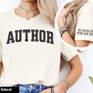 Custom Author T-Shirt with Book Name on Sleeve, Personalized Writer Gift, Future Bestselling Author, Published Writer Tee, Writing Bestie