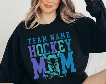 Personalisiertes Hockey Team Mom Sweatshirt, Spieltag Hoodie, Benutzerdefinierte Hockey Hoodie, Hockey-Team-Name, Torhüter Mom Bday Geschenk, Eishockey Mama