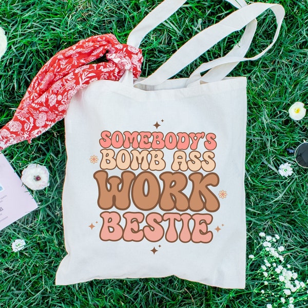 Work Bestie Tote Bag Friend From Work Favorite Coworker Gift Best Work Friendship Work Wife Gift Bestie At Work Co Worker Present Ideas