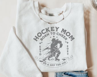 Personalized Hockey Mom Sweatshirt, Game Day Hoodie, Custom Hockey Hoodie, Hockey Fan Shirt, Goalie Mom Bday Gift, Ice Hockey Mama Crewneck