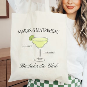 Personalized Margs and Matrimony Bachelorette Party Favor, Custom Cabo Bachelorette Tote, Final Fiesta, Margarita Party, Tequila Bridesmaid