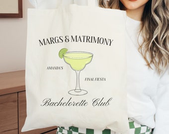 Personalized Margs and Matrimony Bachelorette Party Favor, Custom Cabo Bachelorette Tote, Final Fiesta, Margarita Party, Tequila Bridesmaid