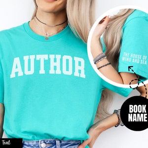 Custom Author T-Shirt with Book Name on Sleeve, Personalized Writer Gift, Future Bestselling Author, Published Writer Tee, Writing Bestie