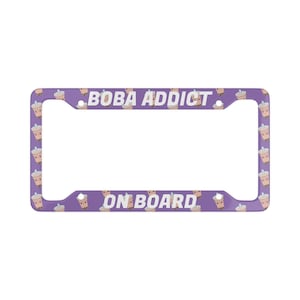 Moldura da placa de carro Boba Addict, moldura da placa Boba Lover, capa da placa Boba, capa da placa Bubble Tea