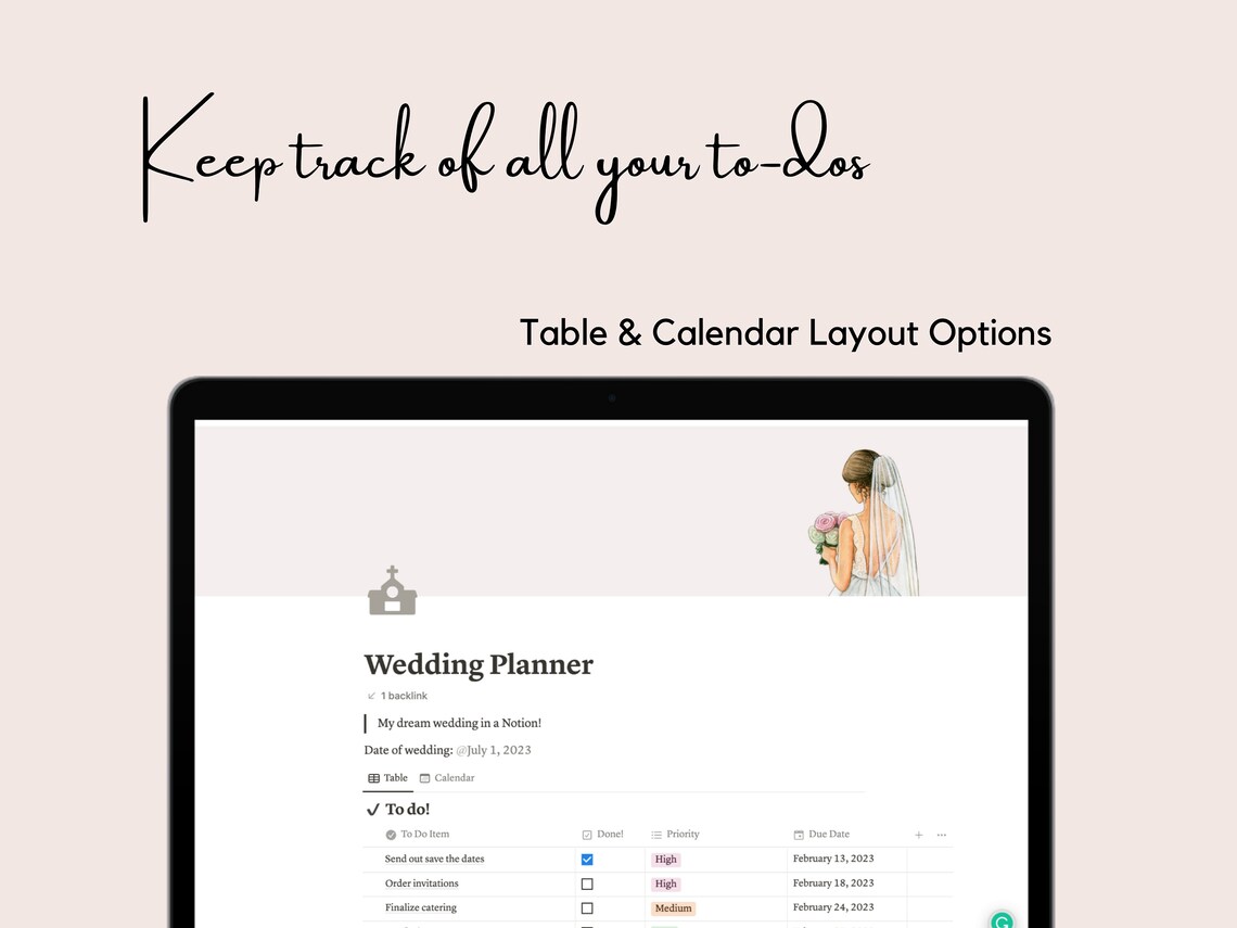 Wedding Planner Notion Template With Budget, Timeline and Wedding ...