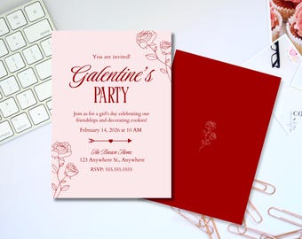 Galentine's & Valentine's Party Invitation Canva Template
