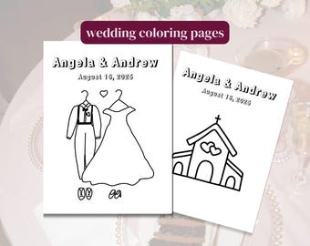 Wedding Coloring Pages for Kids Customizable Canva Template