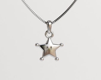 Super Mario Bros Jewelry - Starman II Pendant 3D Style - Sterling Silver 925 Necklace