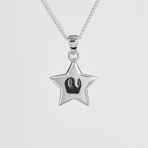 Starman-Anhänger – Starman-Halskette – Starman-Silberschmuck – Starman-Power-Up-Anhänger – Starman-Zubehör – Geschenke für Super Mario-Fans