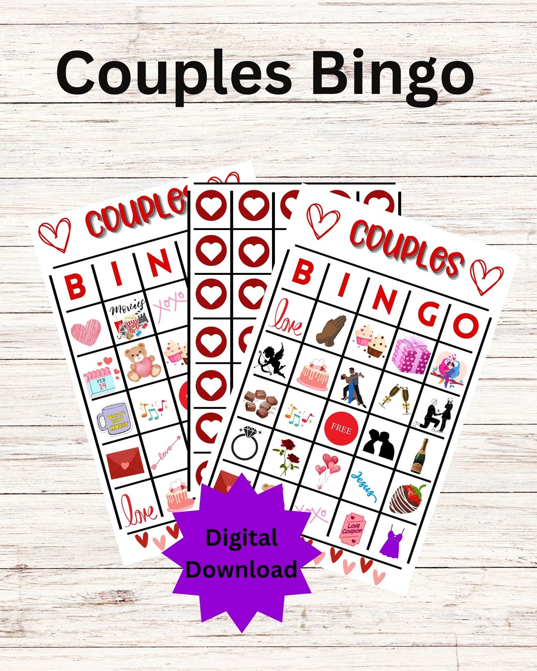 Couples Bingo, Christian Couples Bingo, Valentine's Bingo, Adult Bingo