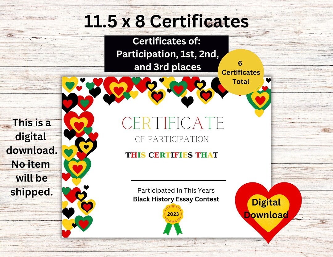 Black History Certificate - Etsy