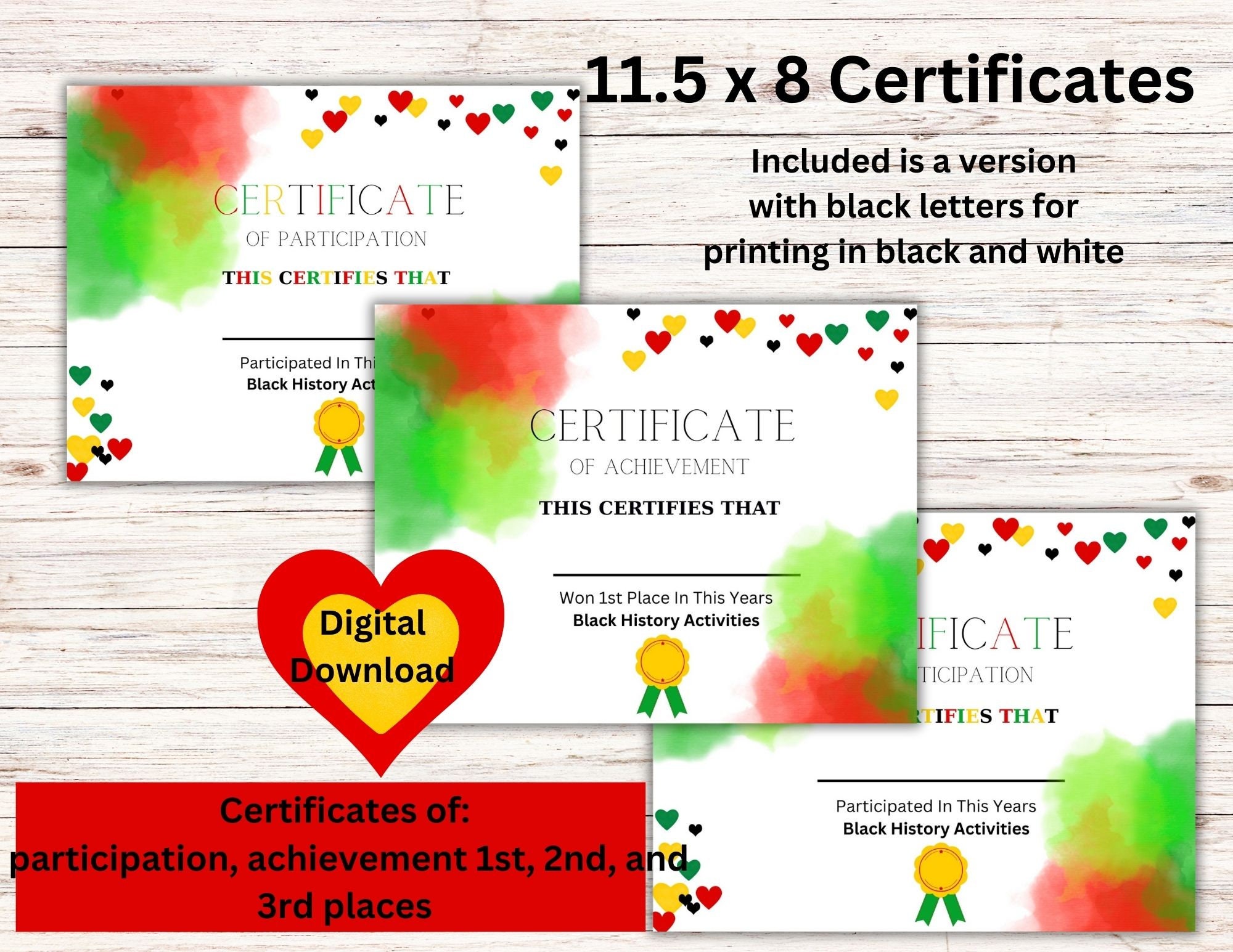 Black History Certificates of Participation/appreciation - Etsy