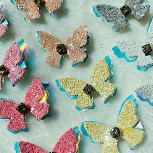 Glitter Butterfly Clip Set -girls Sequin Bow Clip, Butterfly Hair clips, clip set, pigtail hair clips, Girls gift, butterfly bows, hairclips
