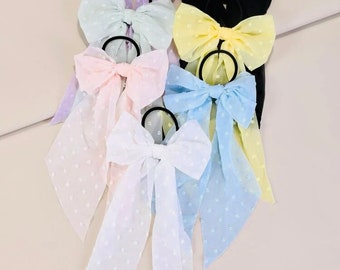 Pastel long Chiffon bows,Ribbon hair bows ,bunny ear bows,Scrunchies,Bridesmaid hair ties,hair accessories for women and girls,pastel