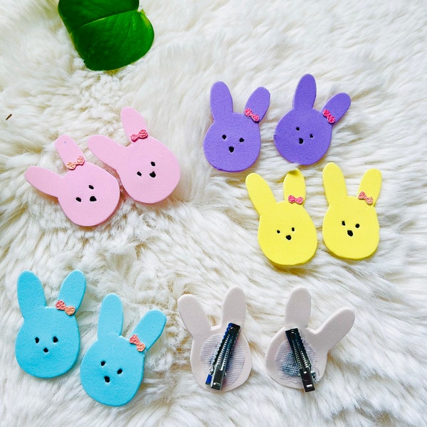bunny hair clips bunny hair clips Easter hair bows bunny hair bows baby hair clips toddler hair clips 1 Pair bunny clips