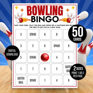 Bowling Bingo 50 Bowling Bingo Cards Bowling Game Bowling Activity