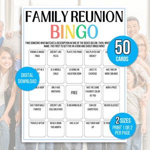Family Reunion Bingo, Find Someone Who Bingo, Find the Relative Bingo, Icebreaker Bingo, Icebreaker Game, Icebreaker Activity, Human Bingo