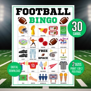 Bingo de fútbol, 30 tarjetas de bingo de fútbol únicas e imprimibles, juego de fútbol, actividad de fútbol, juego de bingo imprimible para niños, bingo de fútbol para niños