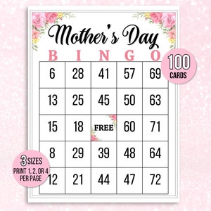 Bingo del Día de la Madre, 100 Tarjetas de Bingo del Día de la Madre, Actividad del Día de la Madre para Niños, Juego de Fiesta del Día de la Madre para Niños, Actividad en el Aula del Día de la Madre