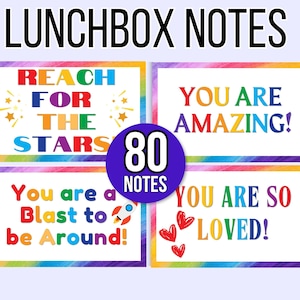 Notas imprimibles para la lonchera, notas positivas, tarjetas de aliento, tarjetas de bondad, notas inspiradoras para niños y preadolescentes, notas imprimibles para niños