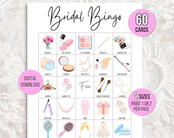 Bridal Bingo Cards, 60 Picture Bridal Bingo Game Cards, Bridal Shower Bingo Game, Hen Party Game, Kids Wedding Game, Wedding Shower Game