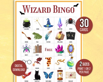 Wizard Bingo, 30 Wizard Bingo Cards, Wizard Party Game, Magic School Bingo, Kids Halloween Party Game, Halloween Classroom Activity