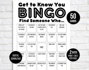 Get to Know You Bingo, Find Someone Who Bingo, Find the Guest Bingo, Icebreaker Bingo, Icebreaker Game, Icebreaker Activity, Human Bingo