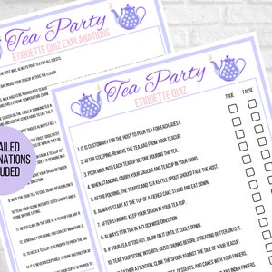 Tea Party Etiquette Game Printable, Tea Etiquette Game, Tea Party ...