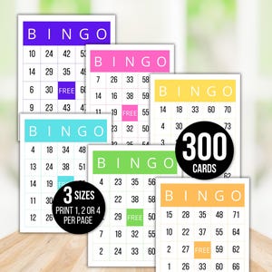 300 cartes de bingo colorées, Cartes de bingo colorées, Cartes de bingo géantes, Bingo coloré pour enfants, Bingo géant pour personnes âgées, Bingo pour personnes âgées, Bingo arc-en-ciel