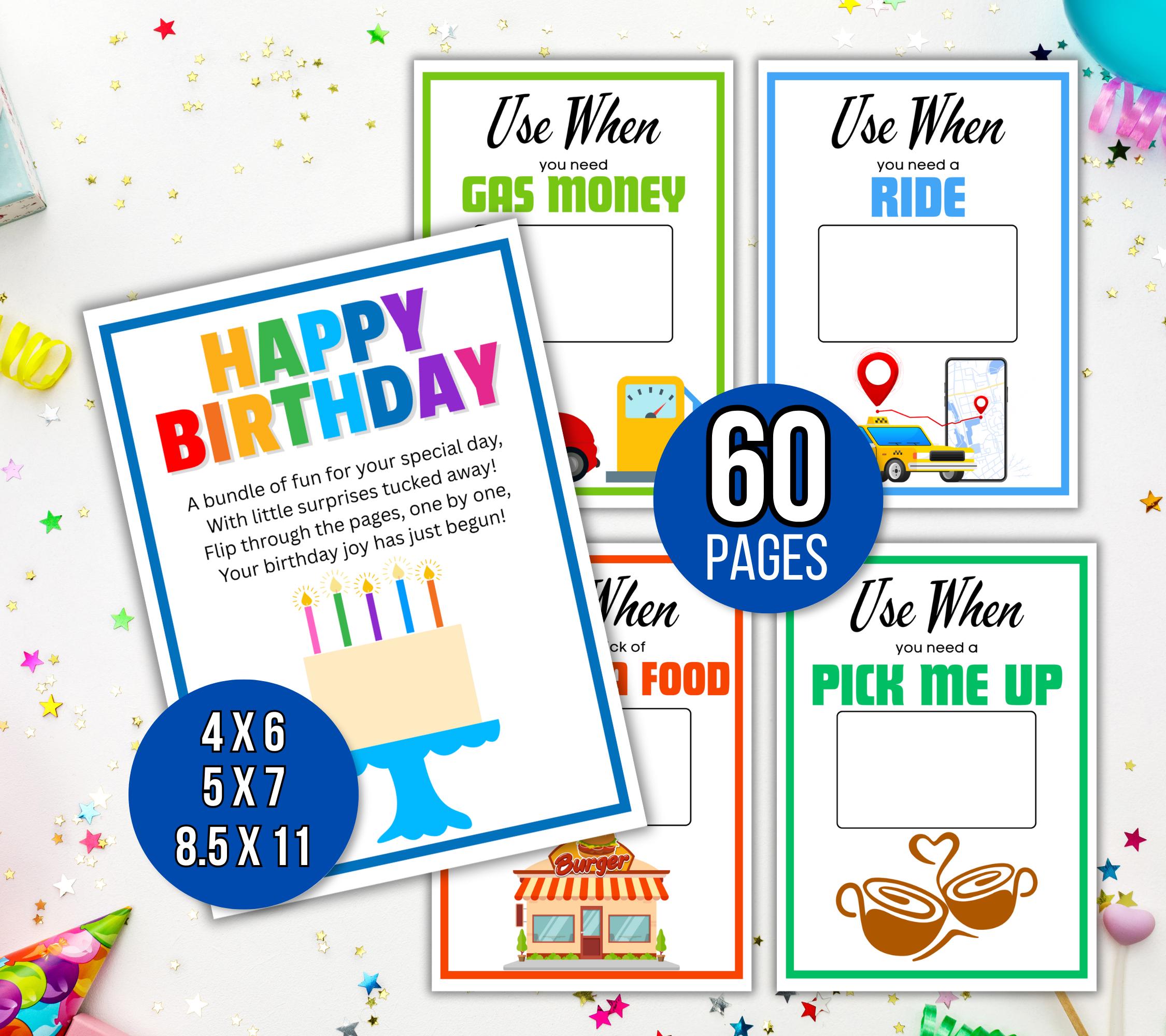 Birthday Gift Card Book, Printable Birthday Gift Card Book, Birthday Card Holder, Last Minute Birthday Gift, Birthday Gift Card Holder Gift