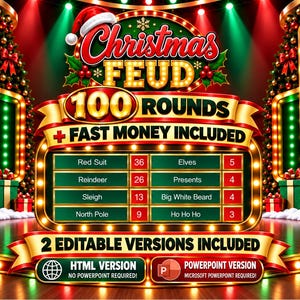 Christmas Friendly Feud Game, Christmas Friendly Feud Game, Friendly Feud Template, Friendly Feud, Christmas Activity, Christmas Party Game