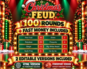 Christmas Friendly Feud Game, Christmas Friendly Feud Game, Friendly Feud Template, Friendly Feud, Christmas Activity, Christmas Party Game
