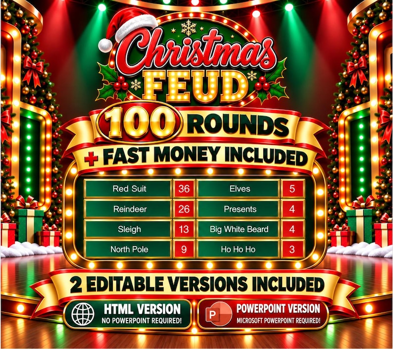 Christmas Friendly Feud Game, Christmas Friendly Feud Game, Friendly Feud Template, Friendly Feud, Christmas Activity, Christmas Party Game