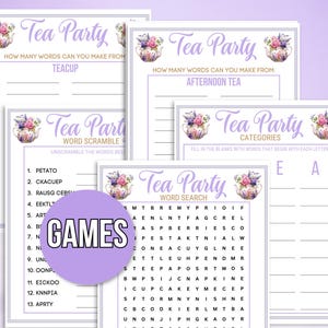 Tea Party Games Printable, Tea Party Activities, Girls Tea Party Games ...